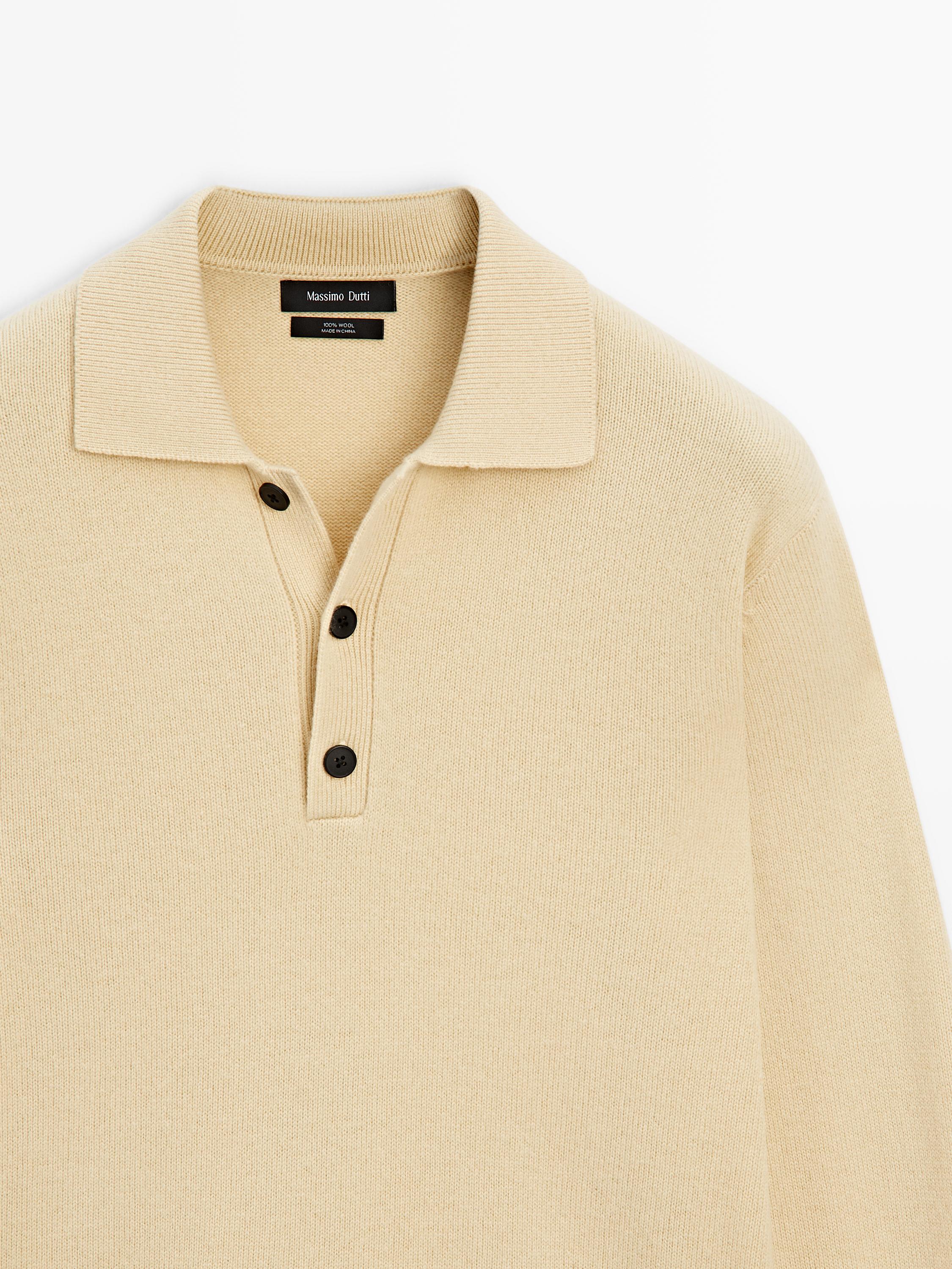 100% wool knit polo sweater